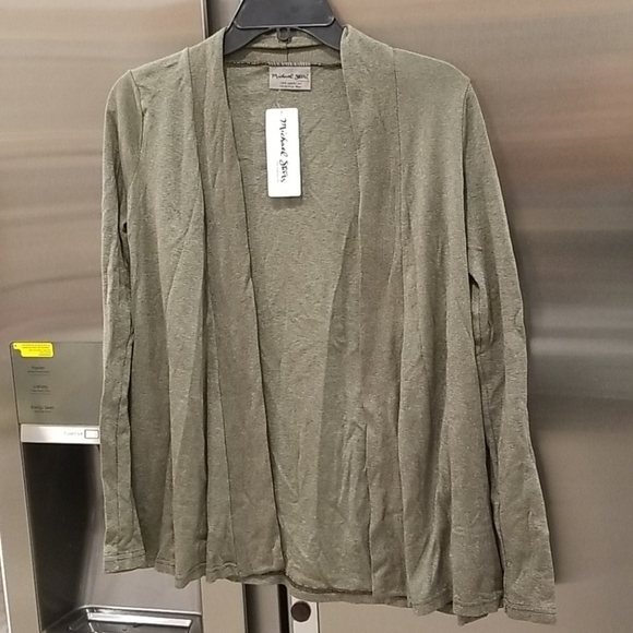 💕MICHAEL STARS💕 Long Sleeve Open Shawl Cardigan Shine Green